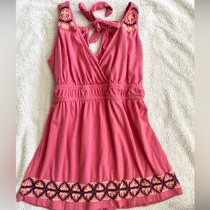 vintage y2k Athleta Embroidered Pink babydoll top 💕🎀💕